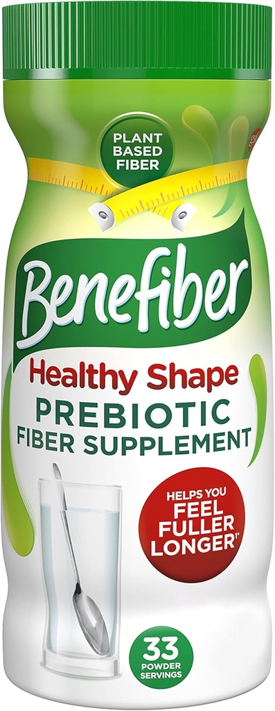 Benefiber forma saudável Supplement Prebiótico de fibra em pó para a saúde digestiva, pó de fibra diária - 33 Servings (8.7 Ounces)