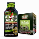 Vitamina Energia Treino+ Força extra Energia Shot Sour Apple 24 Pack, 260mg Cafeína natural, Pré-treino, B-Vitaminas, Minerais, Endurance & Performance, Zero Açúcar, Gluten-Free, Vegan, 1,93 fl oz