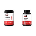 Fator de força Creatina em pó 60 Servings e comprimidos de cafeína 100 Comprimidos - Creatina para ganho muscular e cafeína para energia