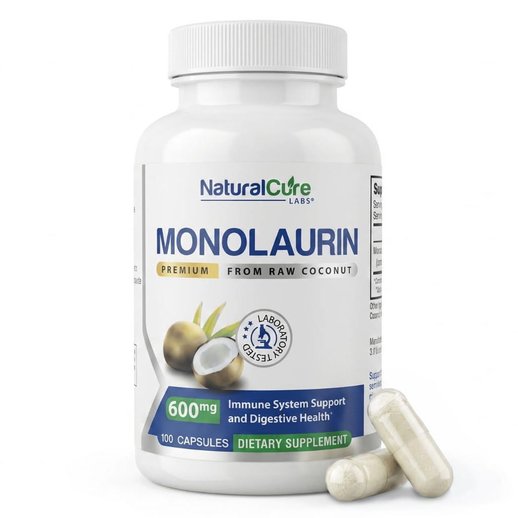 Natural Cure Labs Premium Monolaurin – 600mg, 100 Cápsulas