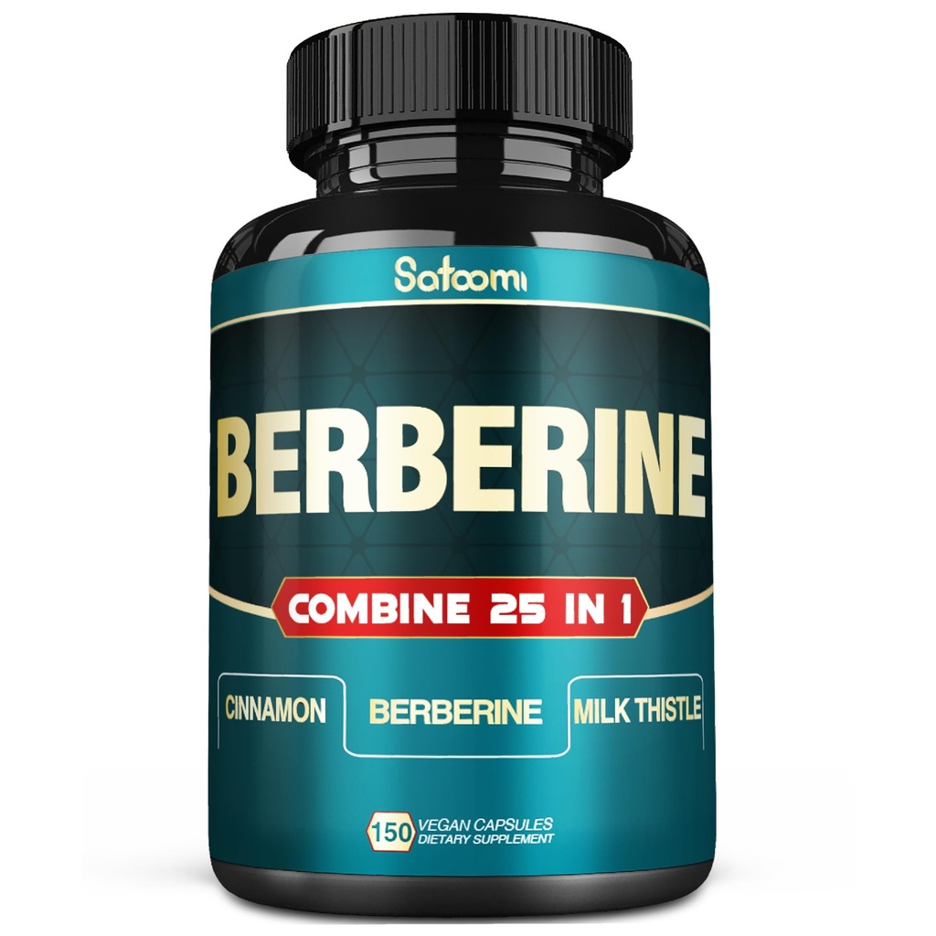 Satoomi 25in1 Berberine Suplemento - Berberine Hcl - Ceilão Canela - Cardo de leite e muito mais