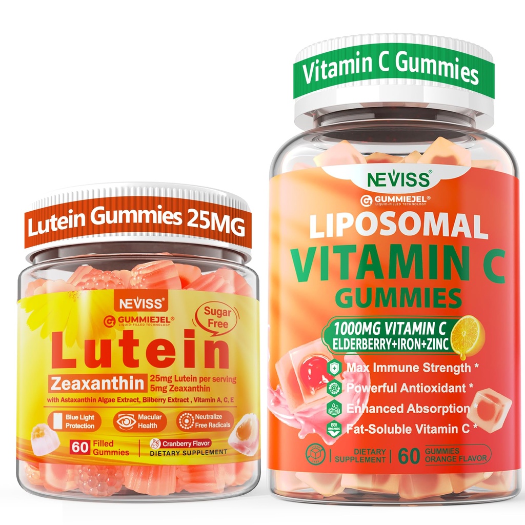 NEVISS 1Pack Liposomal Vitamina C 1000mg chicletes + 1Pack Lutein Zeaxantina suplementos chicletes