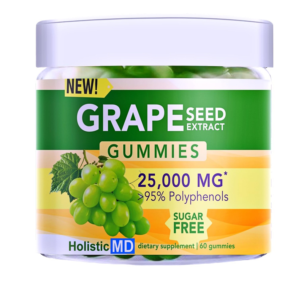 Sementes de uva Extrair pastilhas de gomas de uva □ Óleo de semente de uva 25,000 mg 50x original > 95% Polifenóis □ #1 Sementes de uva Gummies em EUA