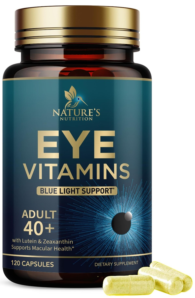 Suplemento de Vitaminas Oculares - Vitaminas Oculares Avançadas com Lutein, Zinco, Vitaminas C, E, Zeaxantina e Minerais - Visão Multivitamin para Macular Saúde & Olhos Secos, Vegan, Engarrafado nos EUA - 120 Cápsulas