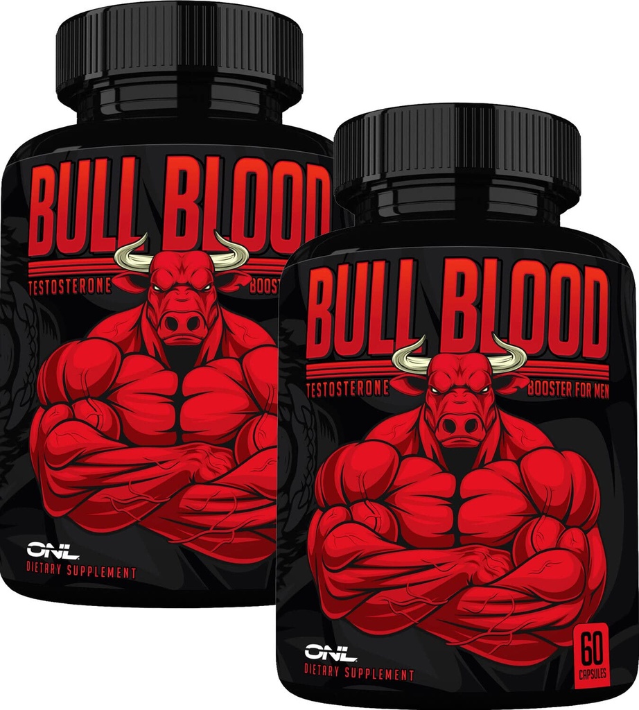 ONL Bull Blood Testosterona Booster - alta potência masculino potenciando Testosterona Suplemento para resistência e resistência - Test Booster com Maca Root, Horny Goat Weed & Tongkat Ali - 120 cápsulas (2-Pack)