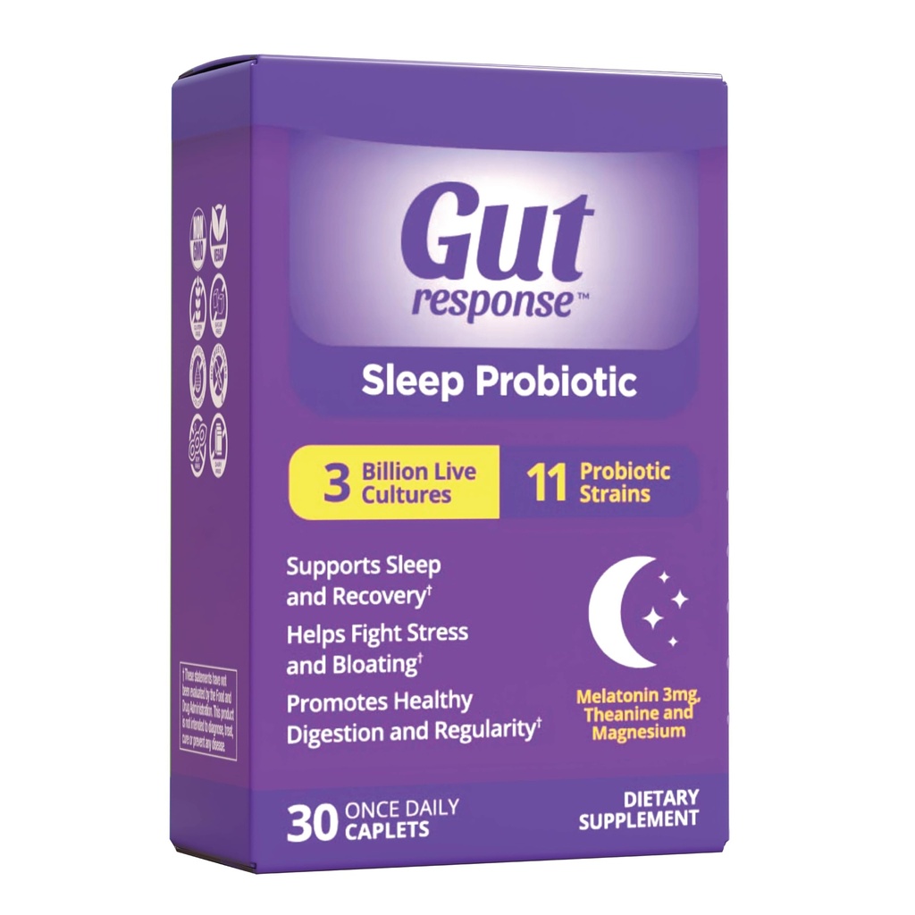 Probiótico do sono para homens e mulheres, retarda o envelhecimento digestivo, Suporta o sono e recuperação, Promove o gut saudável, Vegan, Gluten Free & Soy Free, 3 bilhões UFC, 30 Caplets