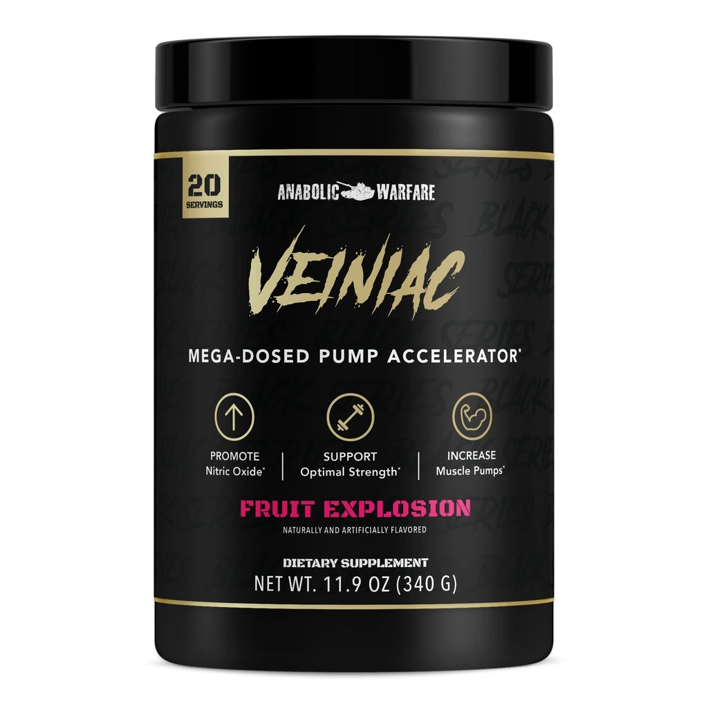 Ativador de bomba do músculo da guerra anabólica Suplemento estimulante pré-treino gratuito com L-citrulina, betaína anidra, & adicionado AGMassTM, aumenta óxido nítrico *, Fruit Punch 20 Servings