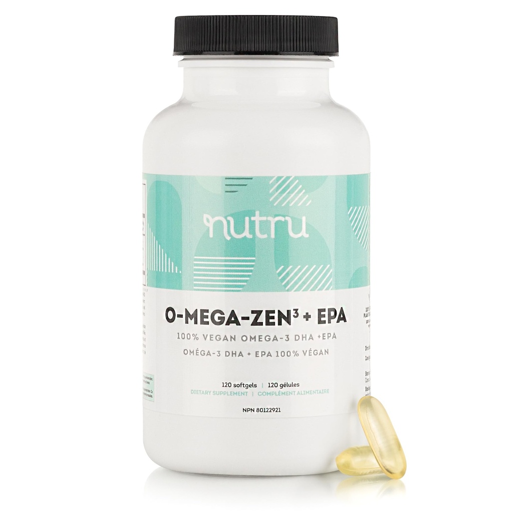 O-Mega-Zen3 +EPA Vegan Omega 3 Suplemento - Alternativa óleo de peixe - Premium Marinha Algal Based Omega-3 DHA e EPA ácidos gordos - Carrageenan Free - 120 Softgels