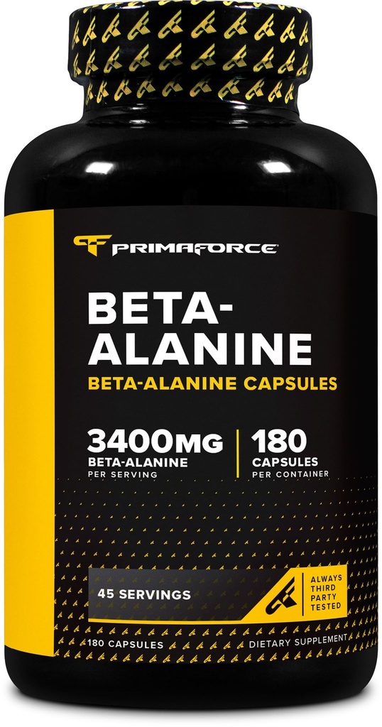 Primaforce Beta Alanine Cápsulas 3.400mg, 180 Cápsulas (45 Servões) - Potent Beta-Alanine Supplement