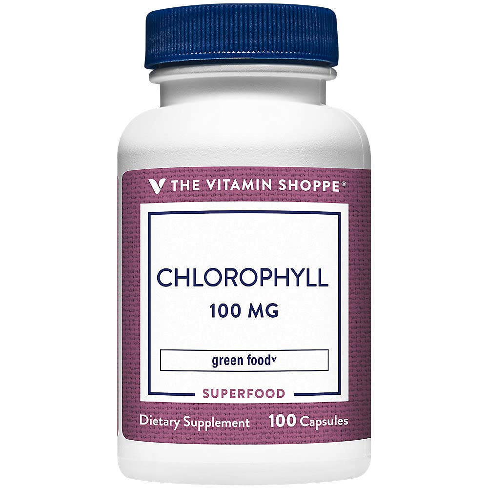 The Vitamina Shoppe Clorophyll 100mg - Suplemento Alimentar Natural, Superalimento Verde que Suporta o Sistema Imune e Produção de Energia, 'Desodorante Natural' (100 Cápsulas)