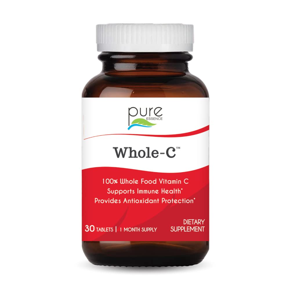 ESSÊNCIA PURO LABS Whole-C Food Vitamina C - Melhor suporte imunológico - Vitaminas orgânicas e naturais - Immunity Booster & Suplementos dietéticos (30 comprimidos)