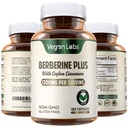 Vegan Labs Berberine HCL 1200MG com Ceilão orgânico Canela- 180 Vegan Cápsulas- Suporta Saúde geral e sistema imunológico