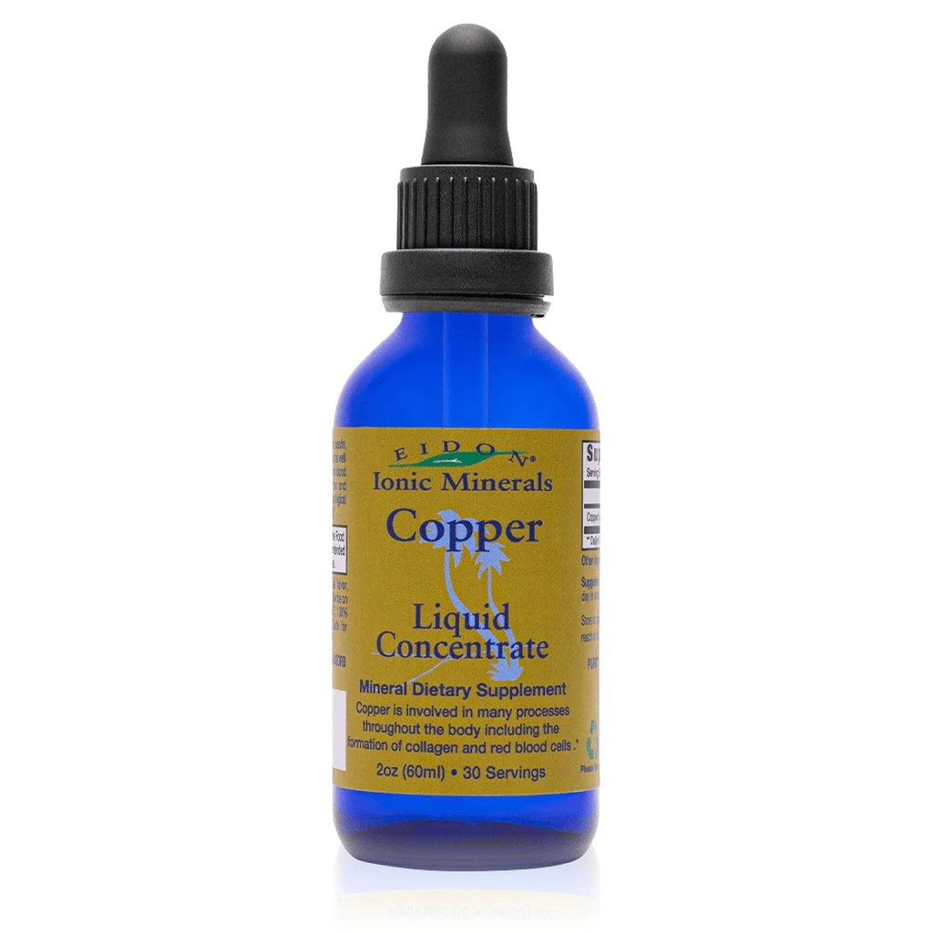 Eidon Ionic Minerals Cobre - Suplemento de Cobre, Concentrado Líquido, Suplemento Dietário Mineral para Suporte de Células de Sangue Vermelho e Pele Saudável - Frasco de Onça 2