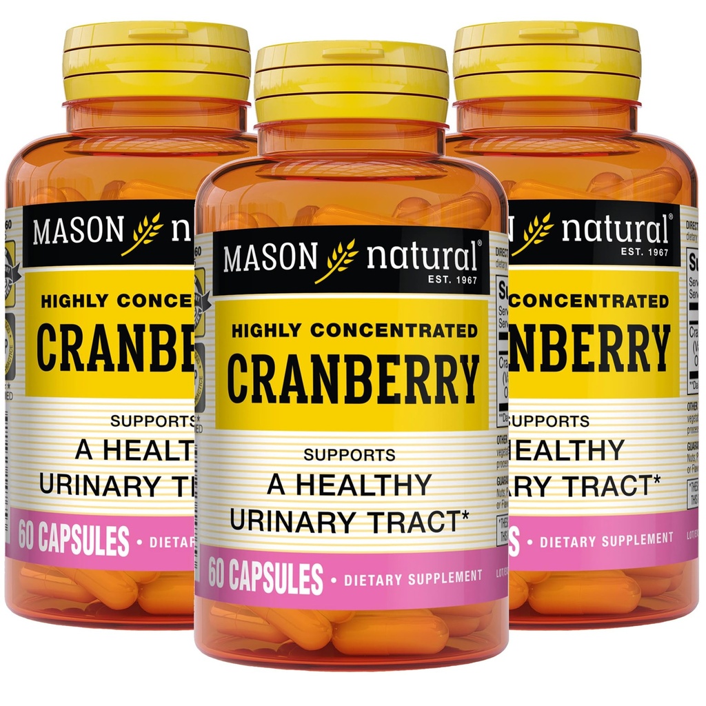 MASON NATURAL Cranberry Altamente Concentrado 900 mg, 3 Mês de Abastecimento, Antioxidante e Imune Saúde, Suporta saudável trato urinário, 3 Pack