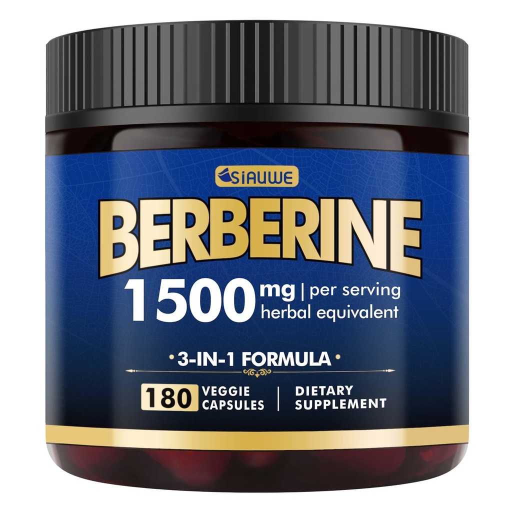 Berberine Suplemento - Berberine perda de peso, Berberine de alta potência 1500MG de Berberine HCL, Mais Citrus Bergamot - para suporte metabólico, digestivo e imunológico - Vegan, Não-GMO, 180 Cápsulas