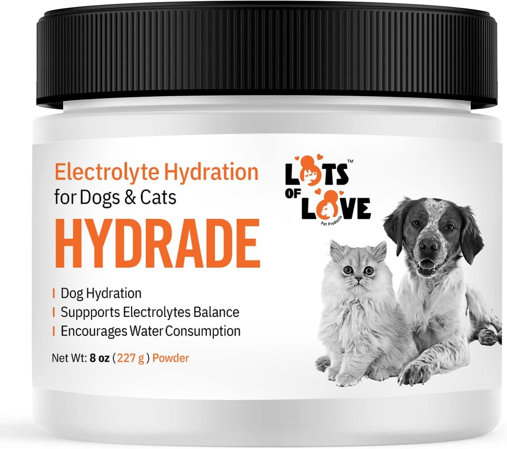 HydrADE Powder - Eletrólitos para Desidratação de Cães e Gatos - Hidratação para Cães e Gatos - Lotes of Love Pet Products (8 Oz)