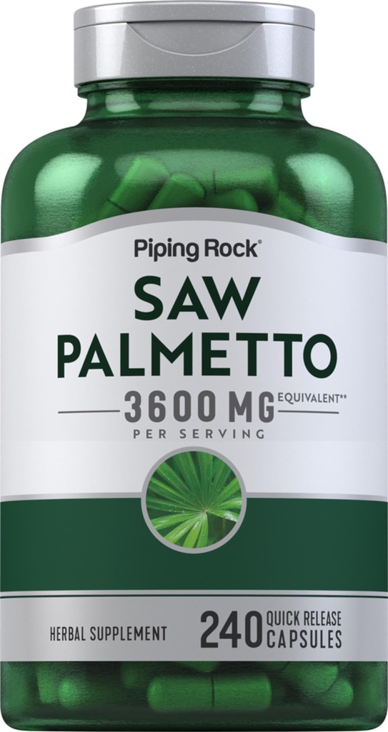 Piping Rock Saw Palmetto Extract 3600mg 240 Cápsulas para Homens e Mulheres