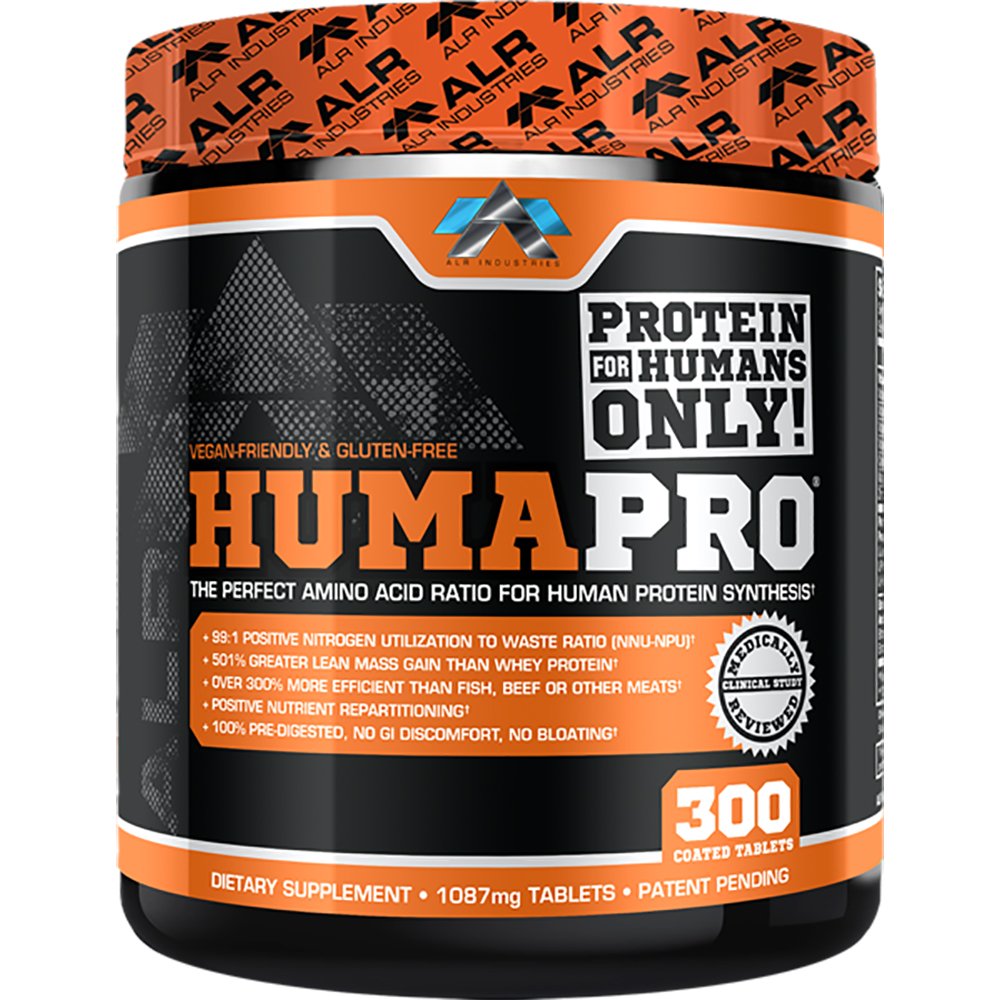 Humapro Comprimidos Matriz de proteína de aminoácidos para seres humanos 99% Utilização para músculo magro Vegan, Glúten Livre de 300 comprimidos / 60 serviços
