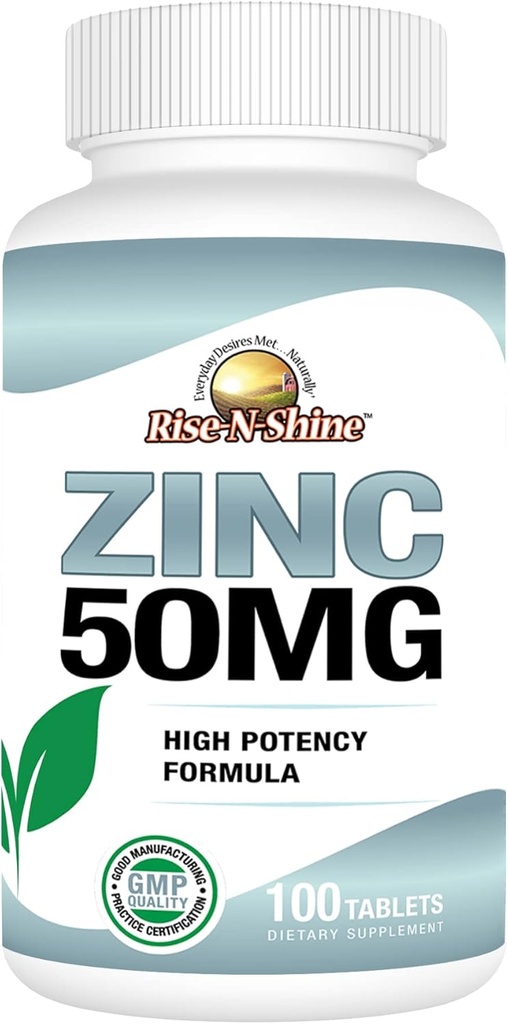 Subir-N-Shine 50 Mg Suplementos de zinco - Suplemento de suporte imunológico - Antioxidante de alta potência - Fonte de 100 dias (100 comprimidos)