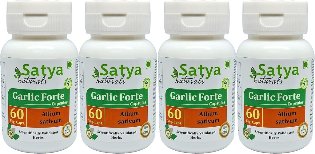Cápsulas de Alho Forte 500 mg. 60 Veg. Cápsula de Extrato de Lahsan (Allium Sativum) Cápsulas para Homens e Mulheres