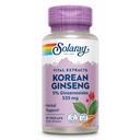 SOLARAY Korean Ginseng Root Extract - Suporte à ervas para estresse ocasional, energia e resistência física - 5% Ginsenosides - Vegan, Lab verified - 60 Servings, 60 VegCaps