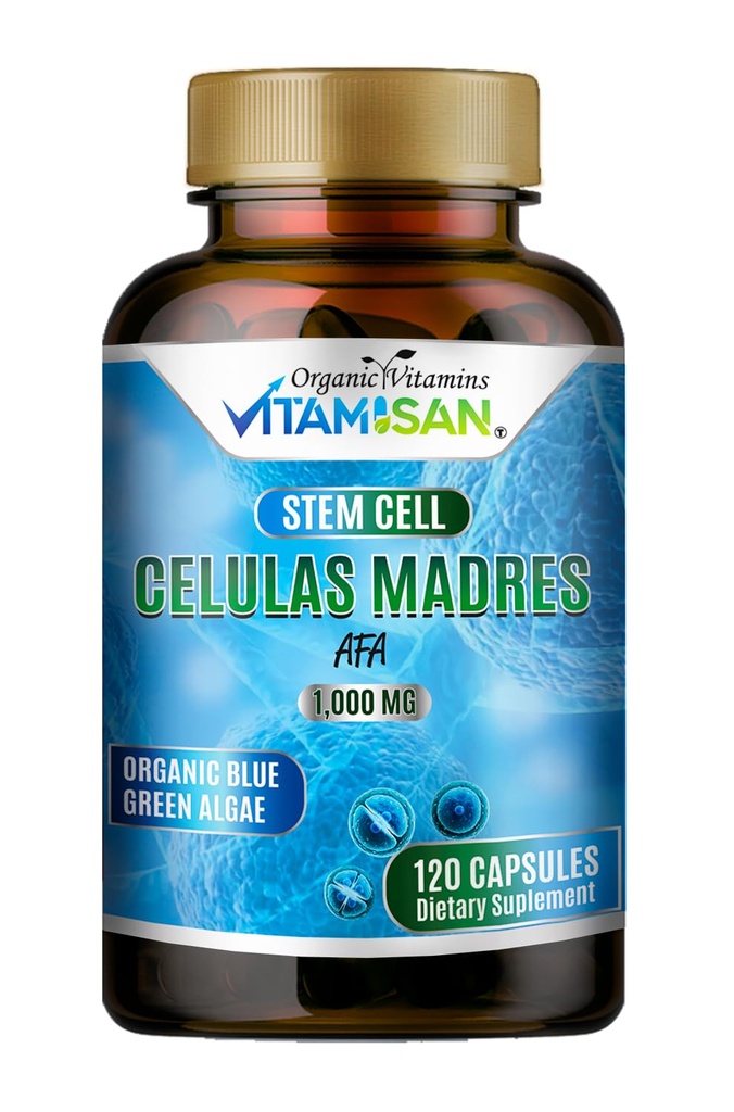 Celulas Madres AFA Stem Natural Cell 120 Cápsulas 1000 mg Blue Green Algae Non GMO Gluten Free Aphanizomenon Flos-aquae celula Suplemento Madre