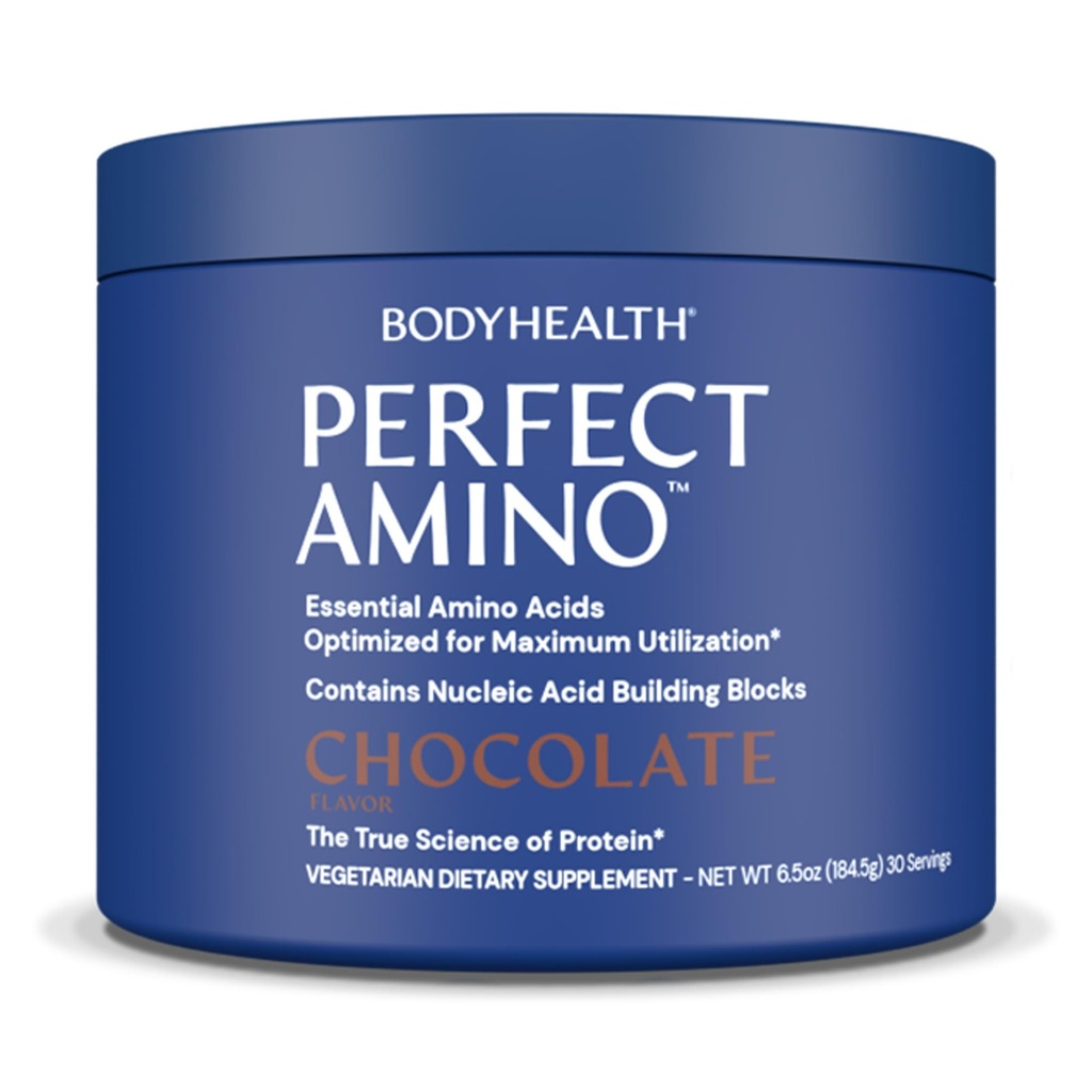 BodyHealth PerfectAmino Powder - BCAA e EAA Powder para pré e pós-treino - Amino Acid Energy Drink para homens e mulheres para apoiar o músculo magro e recuperação - Chocolate - 30 Servings