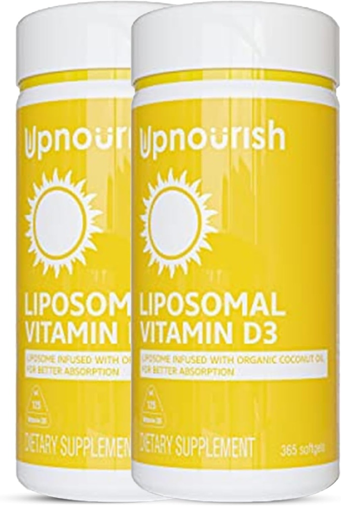 UpNourish 2 Pack - Vitamina lipossomal D 5000 UI 730 softgels, Cholecalciferol Vitamina D3 com óleo de coco natural, VIT D3 Suplemento