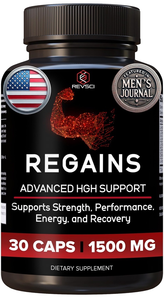 HGH Suplementos para homens e mulheres - Regains Starter Pack, Natural Anabolic Muscle Growth Building GH & Human Growth Hormone for Men, Muscle Builder for Men, Muscle Recovery Supplement, 30 Protein Pills