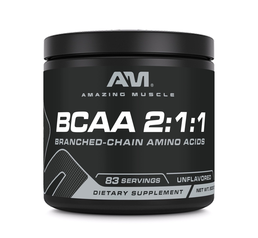 Incrível músculo BCAA Amino Supplement ; 2:1:1 Ramnched Chain Amino Acid Ratio ; Sem sabor ; Peso Líquido 500 Grams (1.1 Lb ) ; Não-GMO ; Sem glúten ; Made in USA