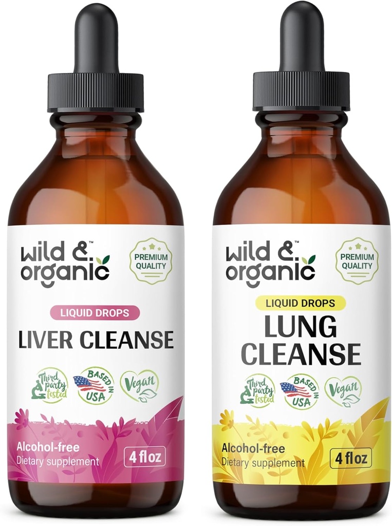 Fígado selvagem e orgânico Limpar tintura 4 fl oz & Lung Cleanse Tintura 4 fl oz