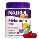 Natrol Kids Melatonin Gummies 1mg, Melatonina infantil para repouso, 60 gomas de sono framboesa-Flavored, 60 suprimentos de dia