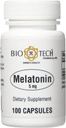 Bio-Tech Pharmacal Melatonina (5 mg), 100 cápsulas – All-Natural Supplement – Apoio ao sono, cardiovascular, imunológico, & saúde óssea – Sem leite, peixe, glúten, amendoim, Shellfish, GMOS, & Soy – No
