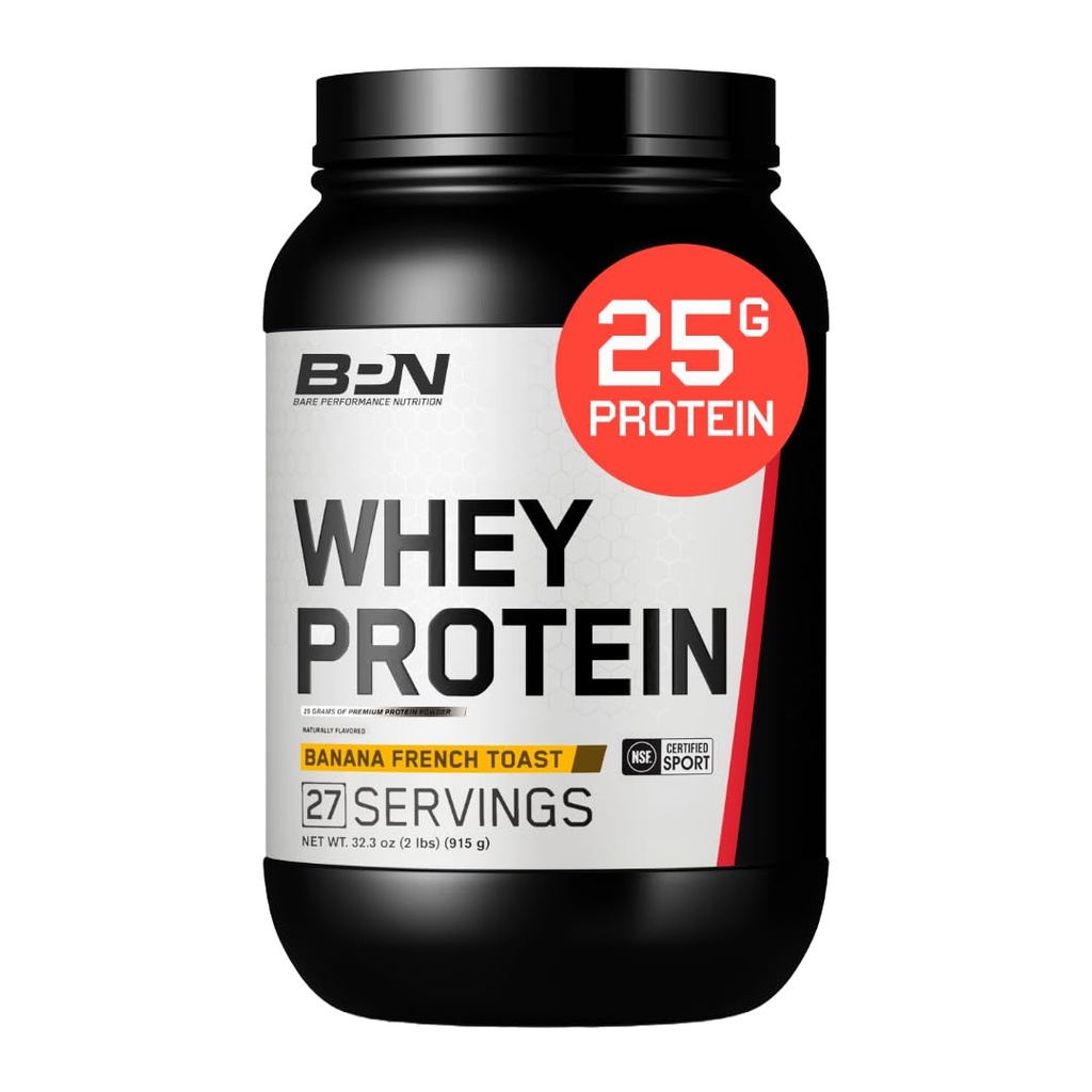 NUTRIÇÃO DE DESEMPENHO BARRE, BPN Whey Protein Powder, Concentrado de proteína de soro, Caseína nativa Micellar, Misturabilidade incrível, Banana French Toast