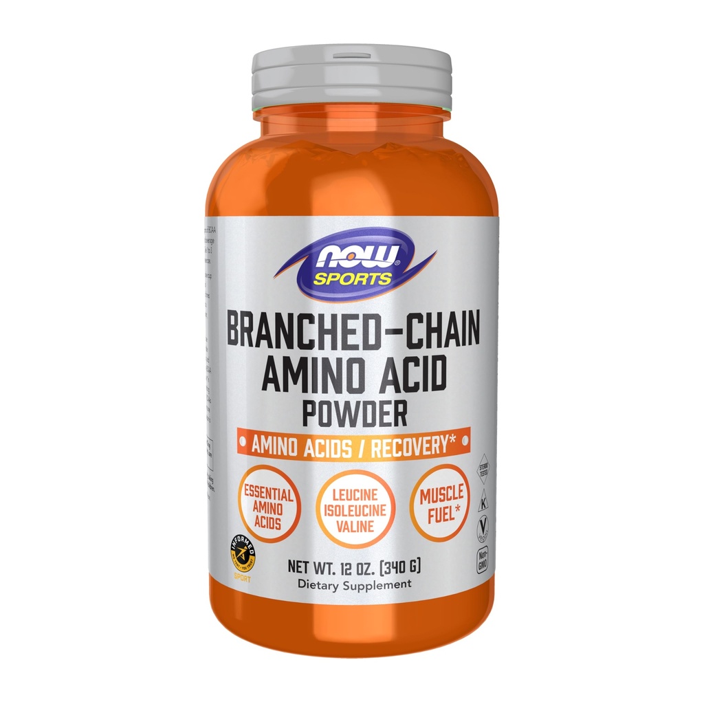 NOW Foods Sports Nutrition, Ranched Chain Amino Acid Powder com Leucina, Isoleucina e Valine, 12-Ounce