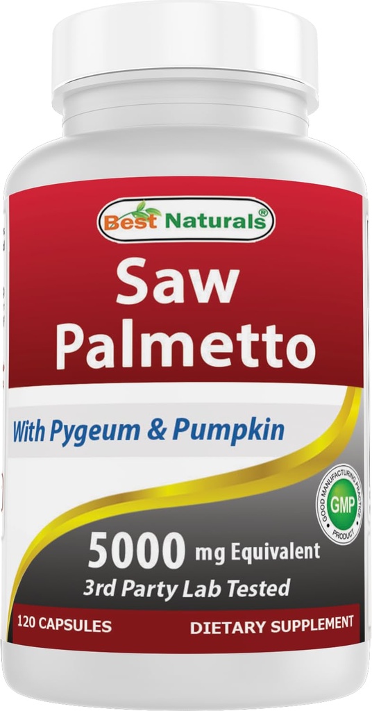 Melhor Naturals Saw Palmetto 10:1 Extrair suplementos de próstata para homens - 120 Cápsulas - Feito com Pigeum Bark 4:1 Extract & Pumpkin Seed Powder