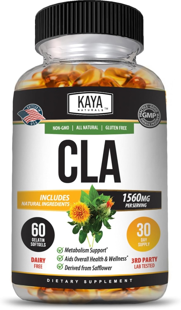 Kaya Naturals CLA Cápsulas – Ácido Linoleico Conjugado – Não-GMO e Sem Glúten (60 Count of 1))
