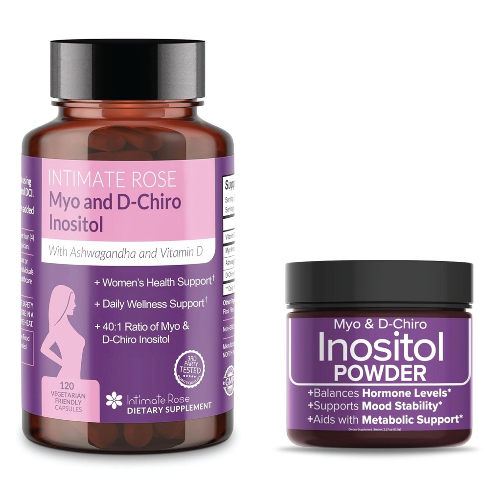 Economize 10% em Ultimate Inositol Wellness Bundle – Myo-Inositol & D-Chiro Inositol Suplemento Cápsulas + Pó para Equilíbrio Hormonal e Suporte PCOS