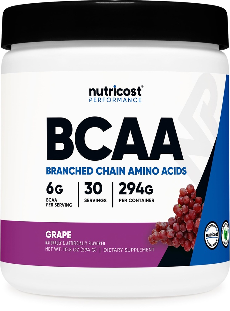 Nutricost BCAA Pó (Uva, 30 Servos) - Razão ideal 2:1:1, Vegetariana, Não-GMO