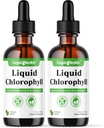 LIQUIDHEALTH Líquido Clorofila Drops - Desodorizante Interno, Antioxidantes, Detox Fígado, Suporte Imune, Aliviar a respiração ruim, Reduzir apetite, Colágeno para a saúde do cabelo e da pele - Vegan, Não-GMO (2 Pack)