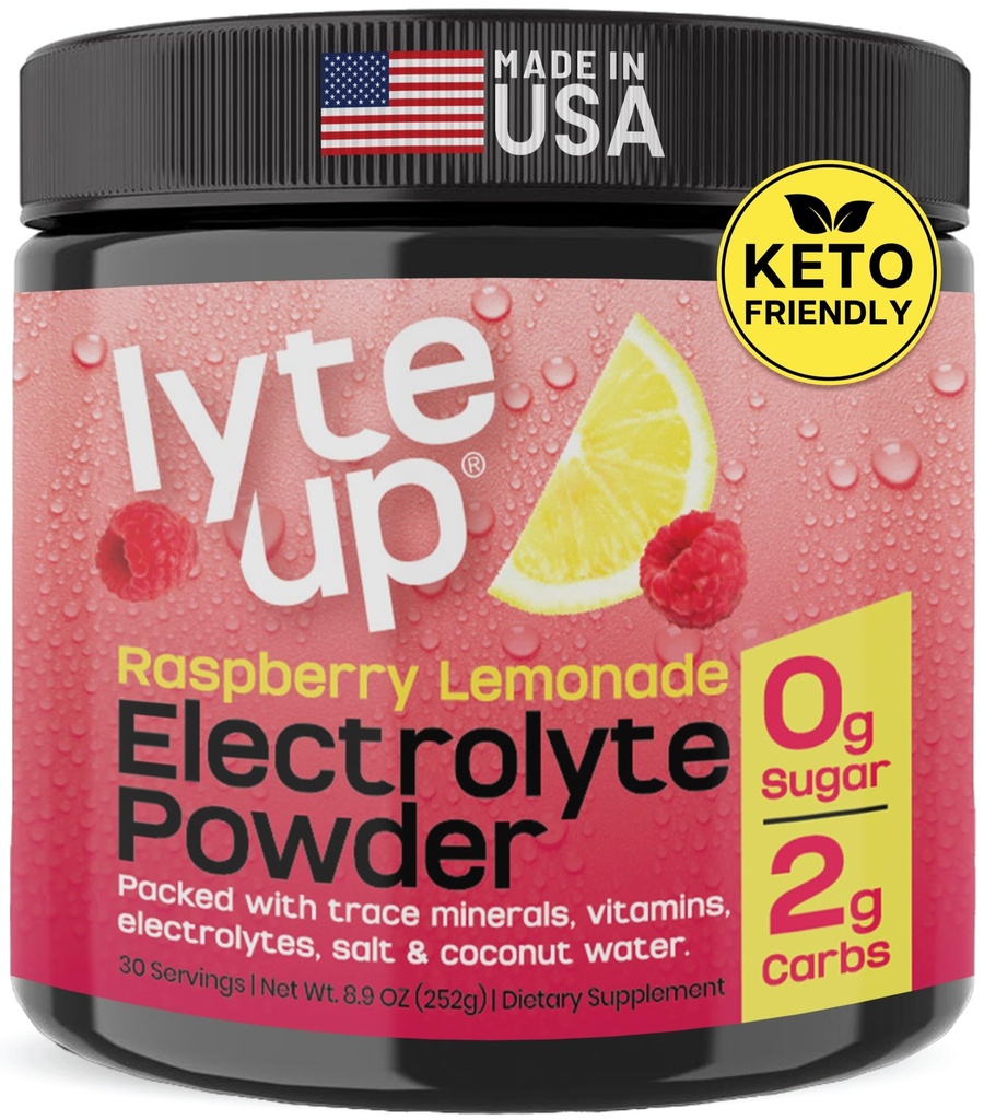 Nutriana Keto Electrolytes Powder No Sugar - Zero Carb & Zero Calorie Electrolyte Drink Mix - Sugar Free Electrolytes for Hydration Powder - Fasting Electrolytes Raspberry Limonada Flavor