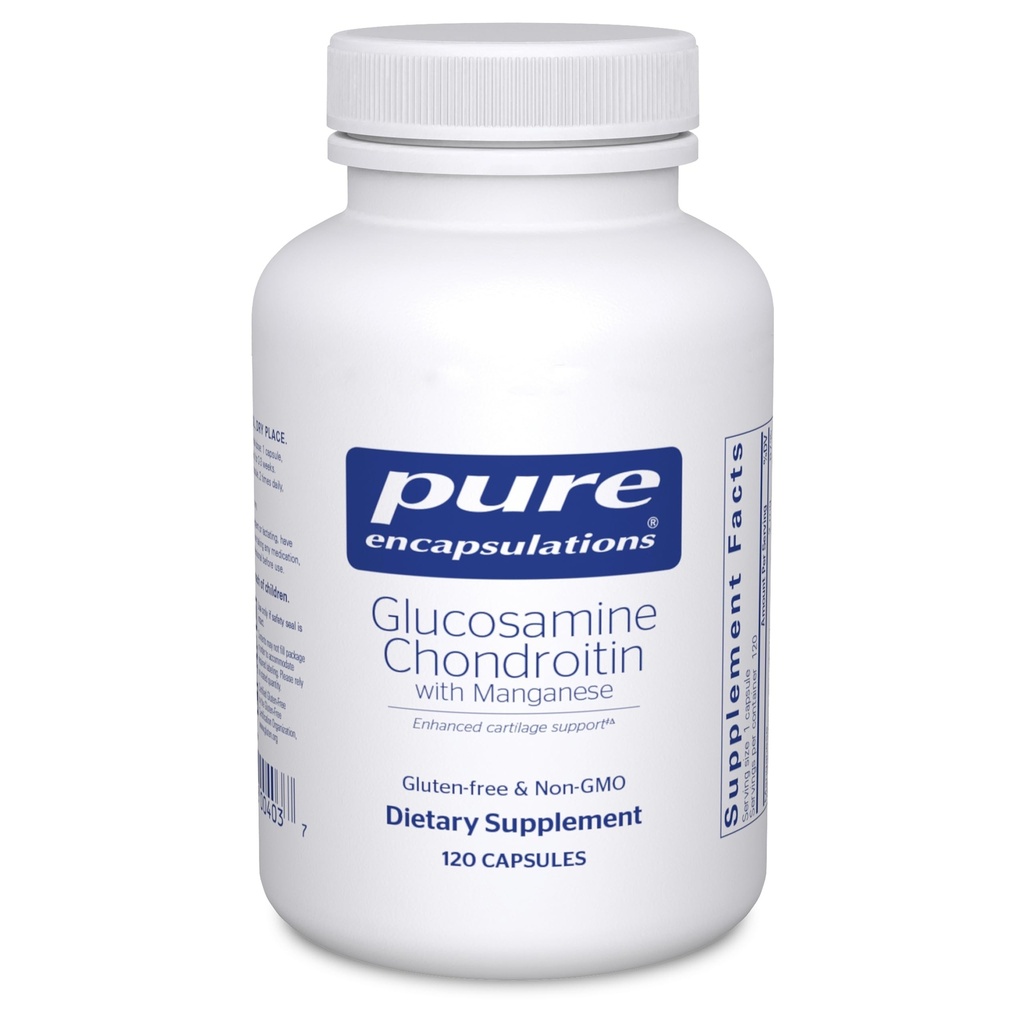 Encapsulamentos puros Condroitina de Glucosamina com Manganês Suplemento para Apoio Conjunto, Conforto, Mobilidade, Integridade e Saúde da Cartilagem e Tecido Conectivo* 120 Cápsulas