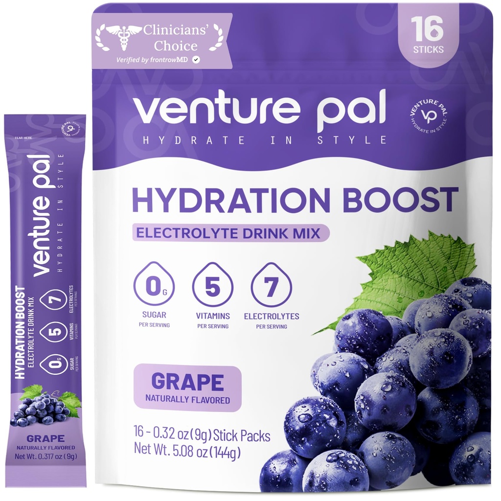 Venture Pal Sugar Free Electrolyte Powder Packets - Liquid Daily IV Drink Mix for Rapid Hydration & Party Recovery (Rápido Hydration & Party Recovery) 5 Vitaminas e 7 Eletrolitos Keto Friendly