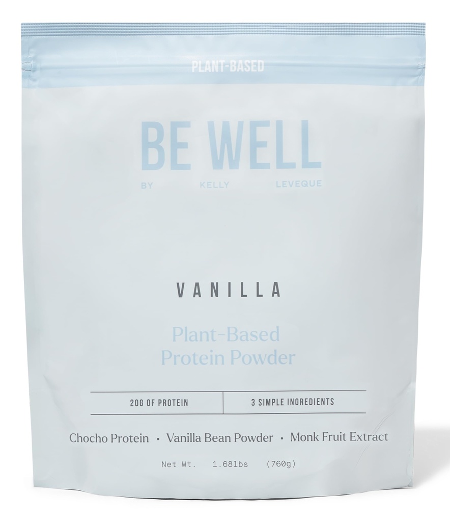 Seja bem por Kelly Vanilla planta-baseado em pó de proteína, Vegan 20G proteína 8G fibra 0 líquido de carboidratos (3 ingredientes, 20 servimentos) 9 Aminoácidos + 3 BCAAs No Soy, Sem leite, Stevia-livre, Sem açúcar adicionado 1,68lb 760g