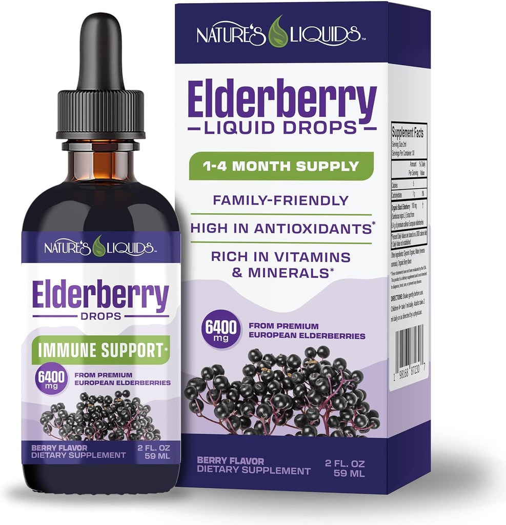 Líquidos da Natureza Xarope de Elderberry Orgânico Açúcar Livre de Imunes Suporte para Crianças e Adultos