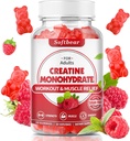 Creatina Creatina Gummies mono-hidratada para homens Mulheres, Vegan Creatina Suplemento 5000mg Creatina HCL pré exercitar Gummies para Muscle Builder força Framboesa sabor 60 Conta