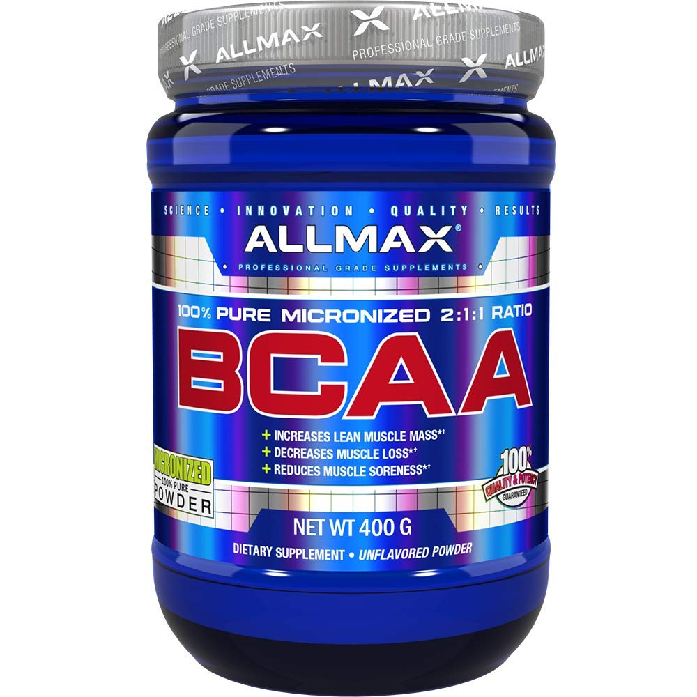 ALLMAX Essentials BCAA, sem sabor - 400 g Instantized 2:1 Pó - Ajuda a aumentar a massa muscular e reduzir a dor - Gluten & Soy Free - 80 Servings