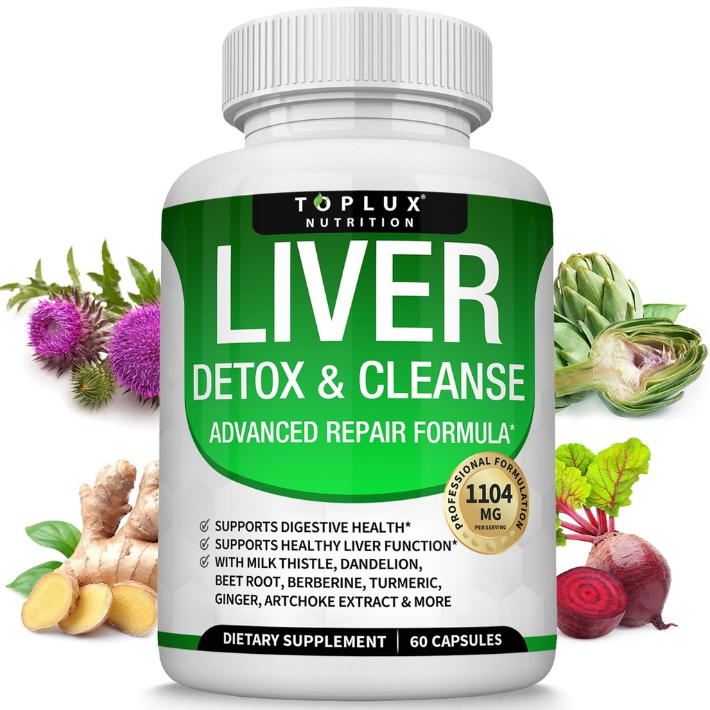 Fígado Limpar Detox & Reparar Fórmula Suplemento Detox Fígado – Cardo de leite com dente-de-leão, Alcachofra, Alcaçuz, Raiz de beterraba, Açafrão & Mais para Natural Fast Herbal Cleansing Non-gmo Vegan 60 Cápsulas