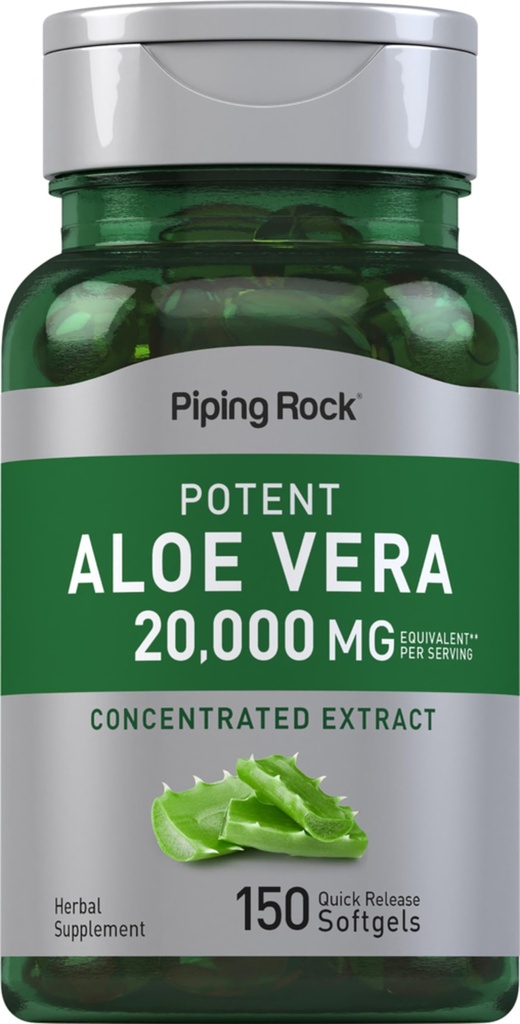Piping Rock Aloe Vera Cápsulas 20000mg .150 Softgels .