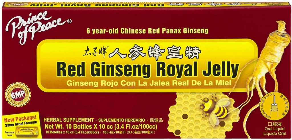 Príncipe da paz Ginseng vermelho Royal Jelly, 10 Garrafas, 0.34 fl. oz. Cada â € “Energia Boosting Supplement â €” Ginseng Shots to Go â €“ Suporte The Bodyâ € TM s Sistema de Energia, 0.34 Fl Oz (Pacote de 10)